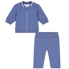 Baby Boys Blue Logo & Animals Reversible Tracksuit, 1, hi-res